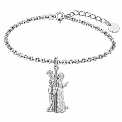 First Look Vows Charm Bracelet Set – silver, front view