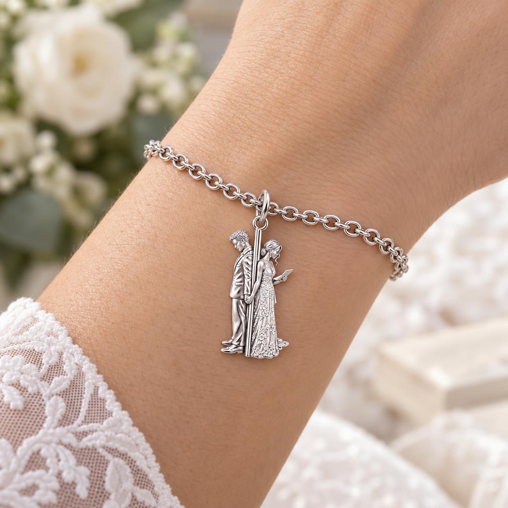 First Look Vows Charm Bracelet Set – worn / in use