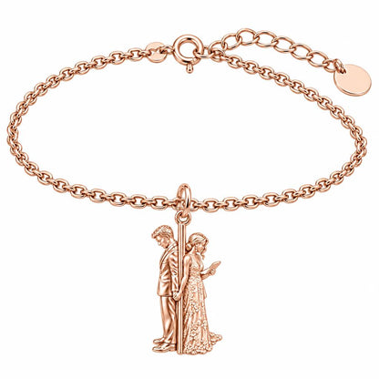 First Look Vows Charm Bracelet Set – rose gold, front view