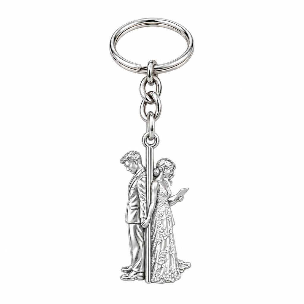 First Look Vows Charm Keychain – silver, front view