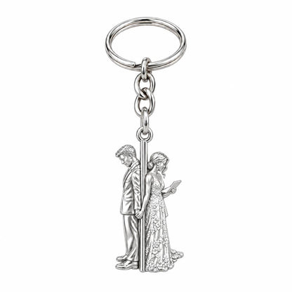 First Look Vows Charm Keychain – silver, front view
