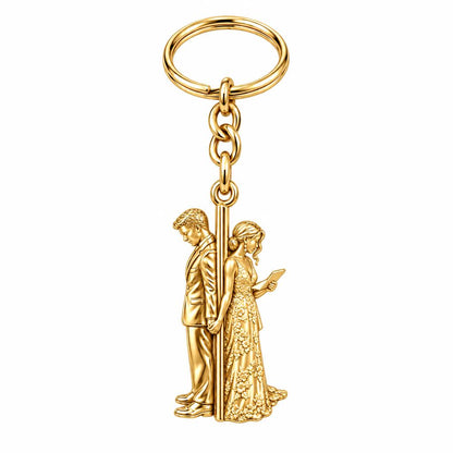 First Look Vows Charm Keychain – 18K gold, front view