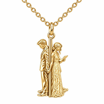 First Look Vows Charm Necklace Set – 18K gold, front view