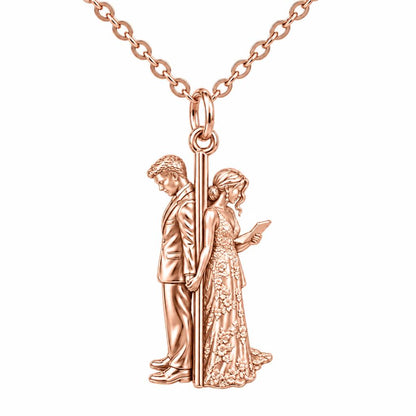 First Look Vows Charm Necklace Set – rose gold, front view