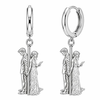 First Look Vows Huggie Charm Earrings – silver, front view
