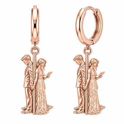 First Look Vows Huggie Charm Earrings – rose gold, front view
