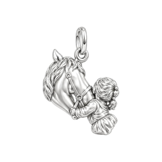 First Love Horse Hug Charm Bracelet – Personalized Mom Gift – back of the charm, engraving area
