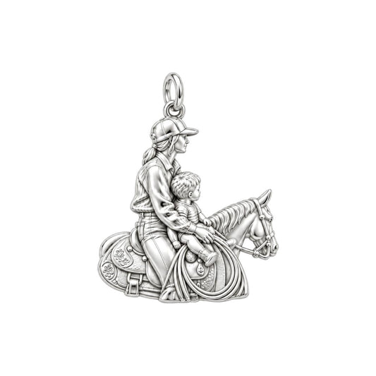 First Ride Together Charm Bracelet – Personalized Mom Gift – silver charm, front view