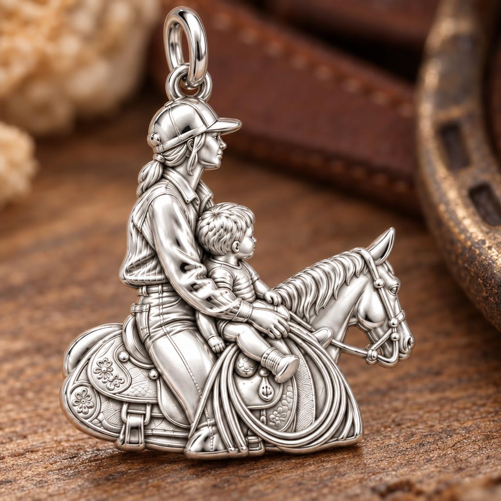 First Ride Together Charm Bracelet – Personalized Mom Gift – macro detail of the charm