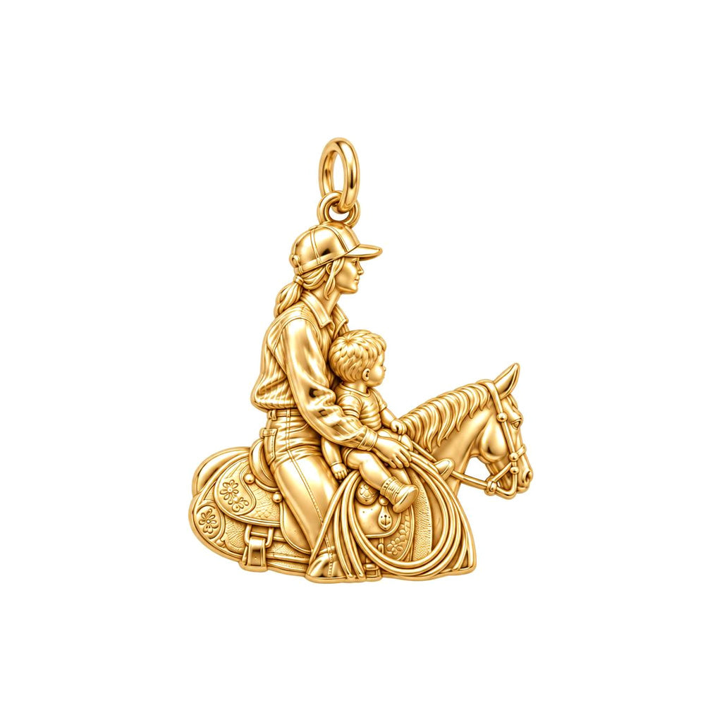 First Ride Together Charm Bracelet – Personalized Mom Gift – 18K gold charm, front view