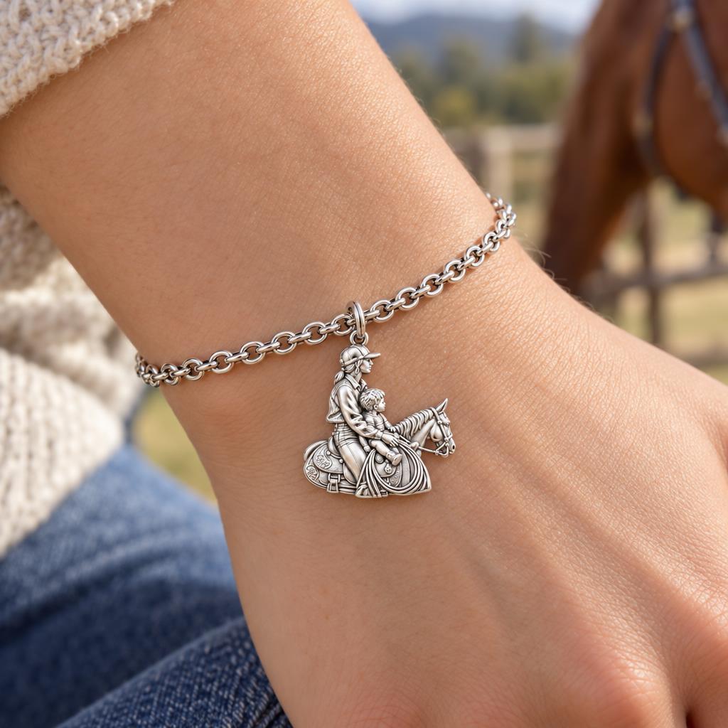 First Ride Together Charm Bracelet Set – worn / in use