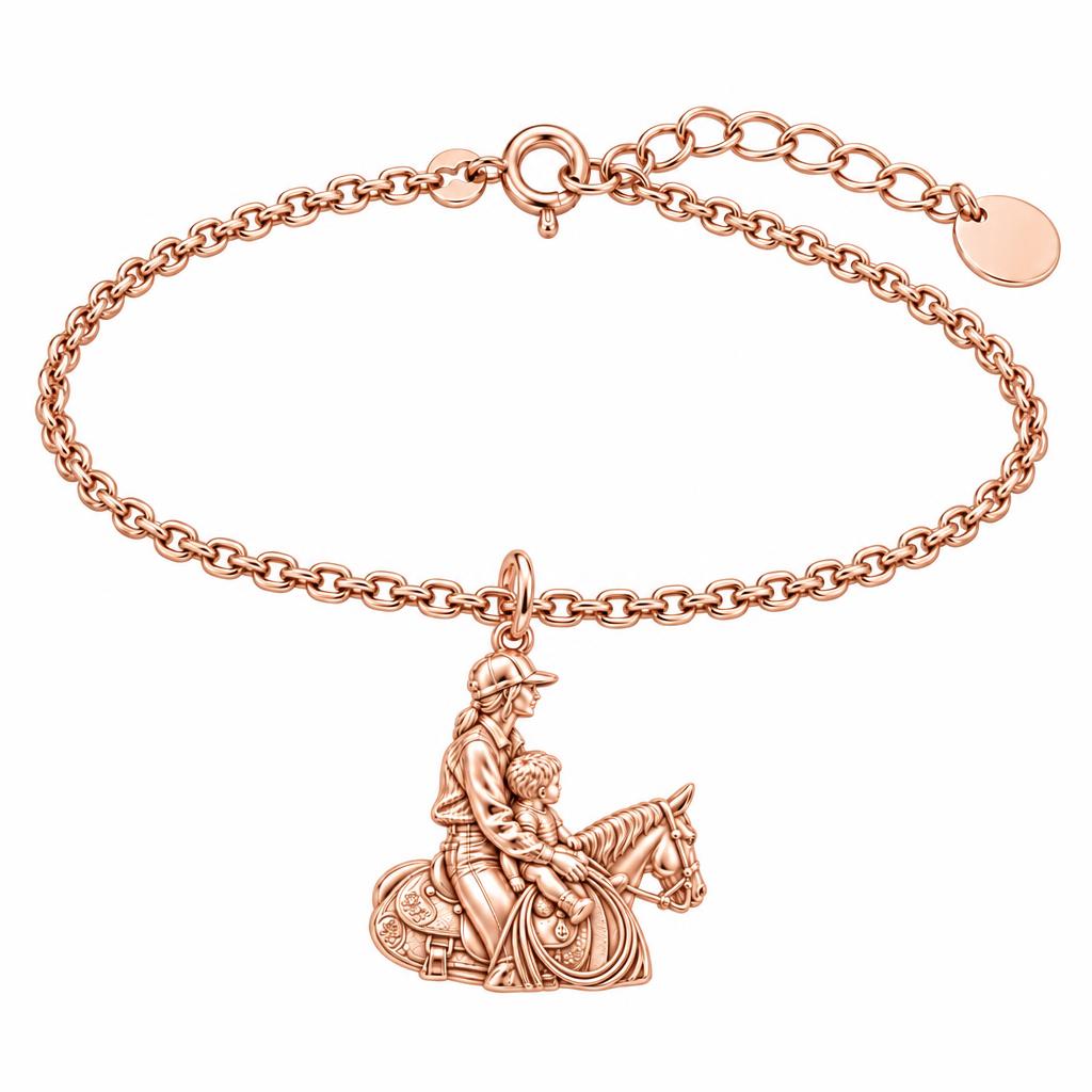 First Ride Together Charm Bracelet Set – rose gold, front view