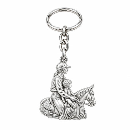 First Ride Together Charm Keychain – silver, front view