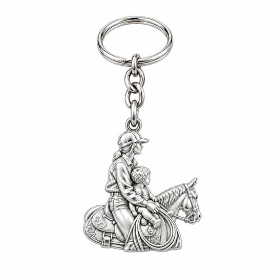 First Ride Together Charm Keychain – silver, front view