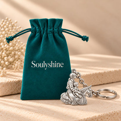 First Ride Together Charm Keychain – Soulyshine velvet gift pouch