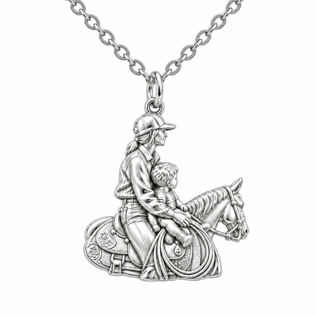 First Ride Together Charm Necklace Set – silver, front view