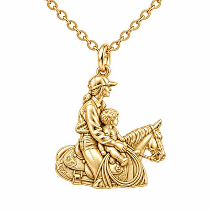 First Ride Together Charm Necklace Set – 18K gold, front view