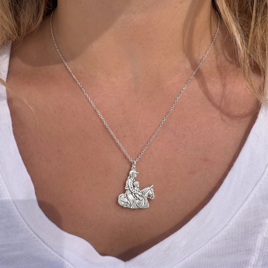First Ride Together Charm Necklace Set – worn / in use