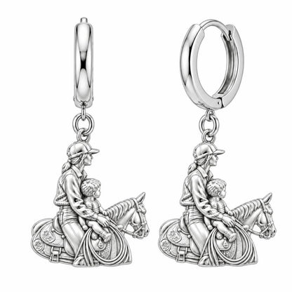First Ride Together Huggie Charm Earrings – silver, front view