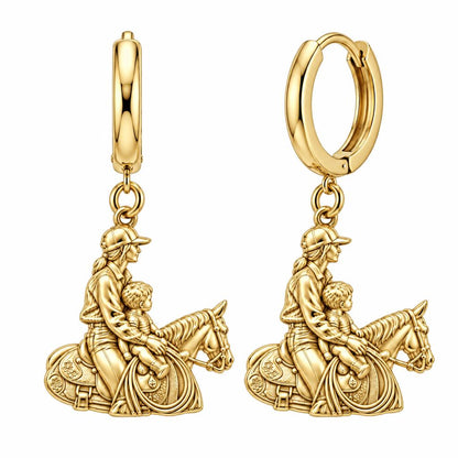 First Ride Together Huggie Charm Earrings – 18K gold, front view