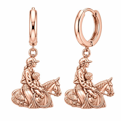 First Ride Together Huggie Charm Earrings – rose gold, front view