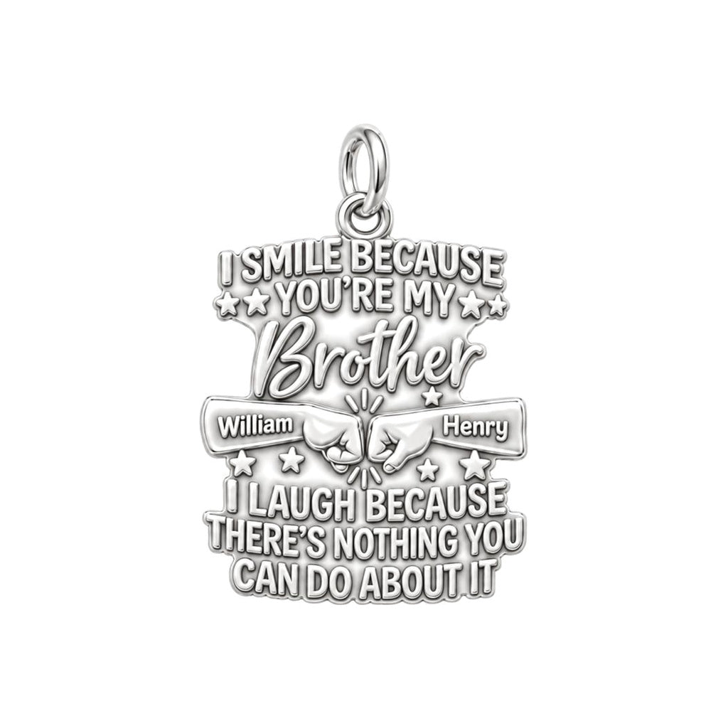 Fist Bump Bond Charm Bracelet – Personalized Brother Gift – silver plated 2 cm charm, front view
