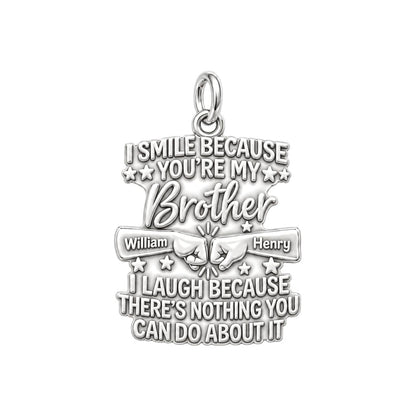 Fist Bump Bond Charm Bracelet – Personalized Brother Gift – silver plated 2 cm charm, front view