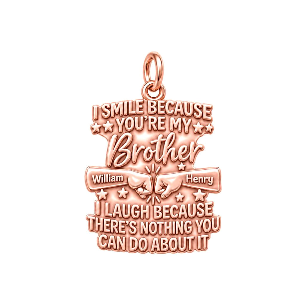 Fist Bump Bond Charm Bracelet – Personalized Brother Gift – rose gold 2 cm charm, front view