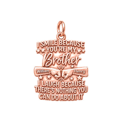 Fist Bump Bond Charm Bracelet – Personalized Brother Gift – rose gold 2 cm charm, front view