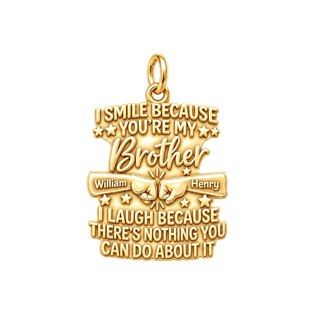 Fist Bump Bond Charm Bracelet – Personalized Brother Gift – 18K gold plated 2 cm charm, front view