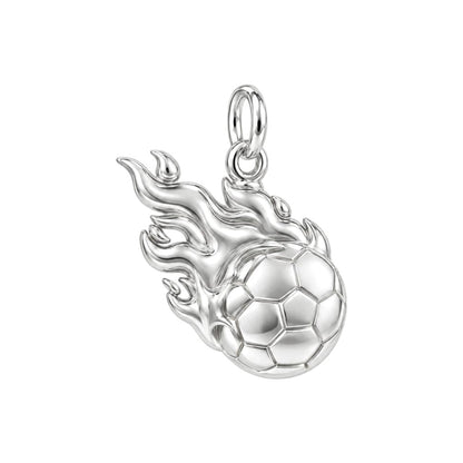 Flaming Soccer Ball Charm Bracelet – Personalized Athlete Gift – back of the charm, engraving area