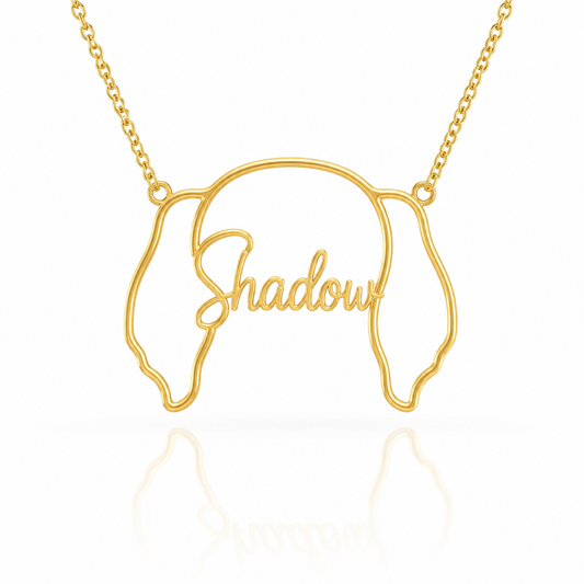 Flat Coated Retriever Whisper of Paws - Personalized Outline Your Pet's Face and Name Necklace
