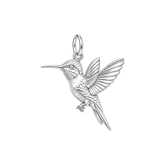 Flight of Grace Hummingbird Charm and Polyester Cord Bracelet Set – silver charm, front view