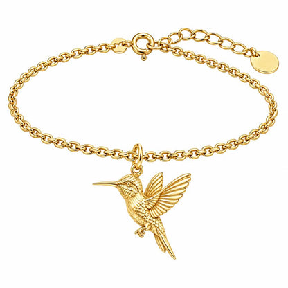 Flight of Grace Hummingbird Charm Bracelet Set – 18K gold, front view