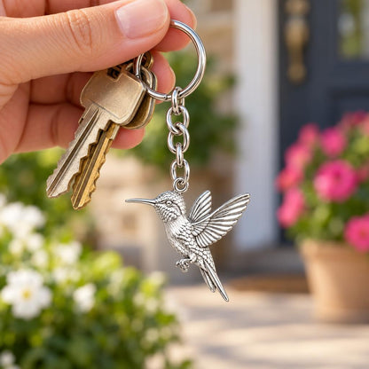 Flight of Grace Hummingbird Charm Keychain – worn / in use