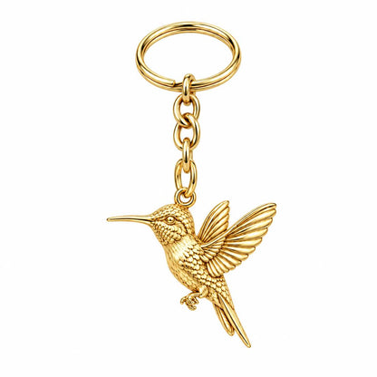 Flight of Grace Hummingbird Charm Keychain – 18K gold, front view