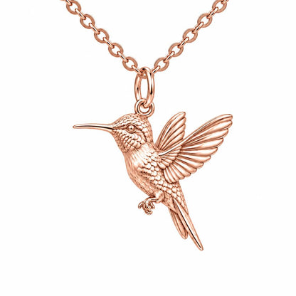 Flight of Grace Hummingbird Charm Necklace Set – rose gold, front view
