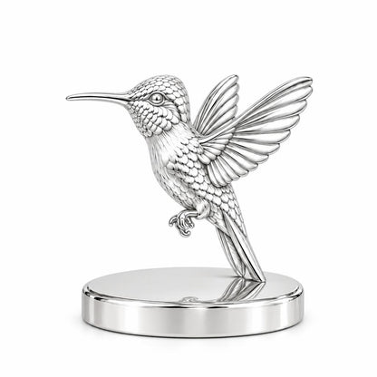 Flight of Grace Hummingbird Keepsake Plaque – silver, front view