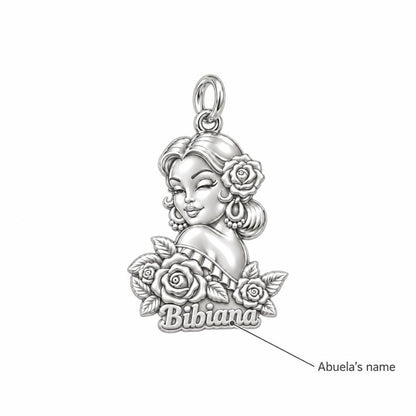 Floral Abuela Portrait Charm Bracelet – Personalized Abuela Gift – personalization guide