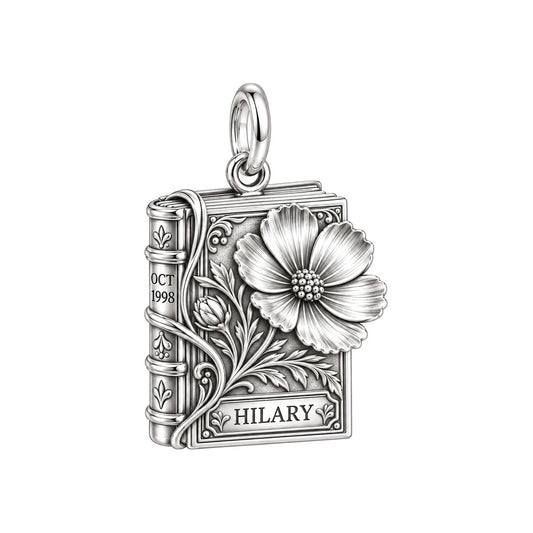 Floral Birthday Book Charm and Polyester Cord Bracelet Set
