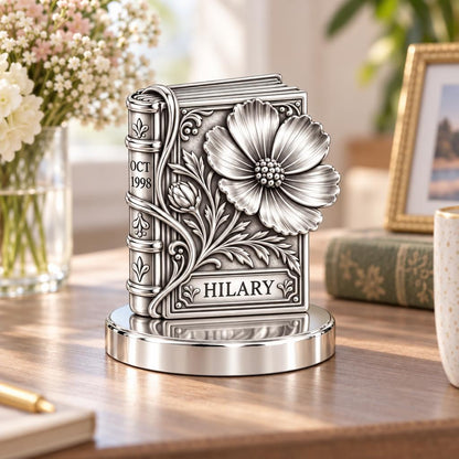 Floral Book Birthday 10 Keepsake Plaque – worn / in use