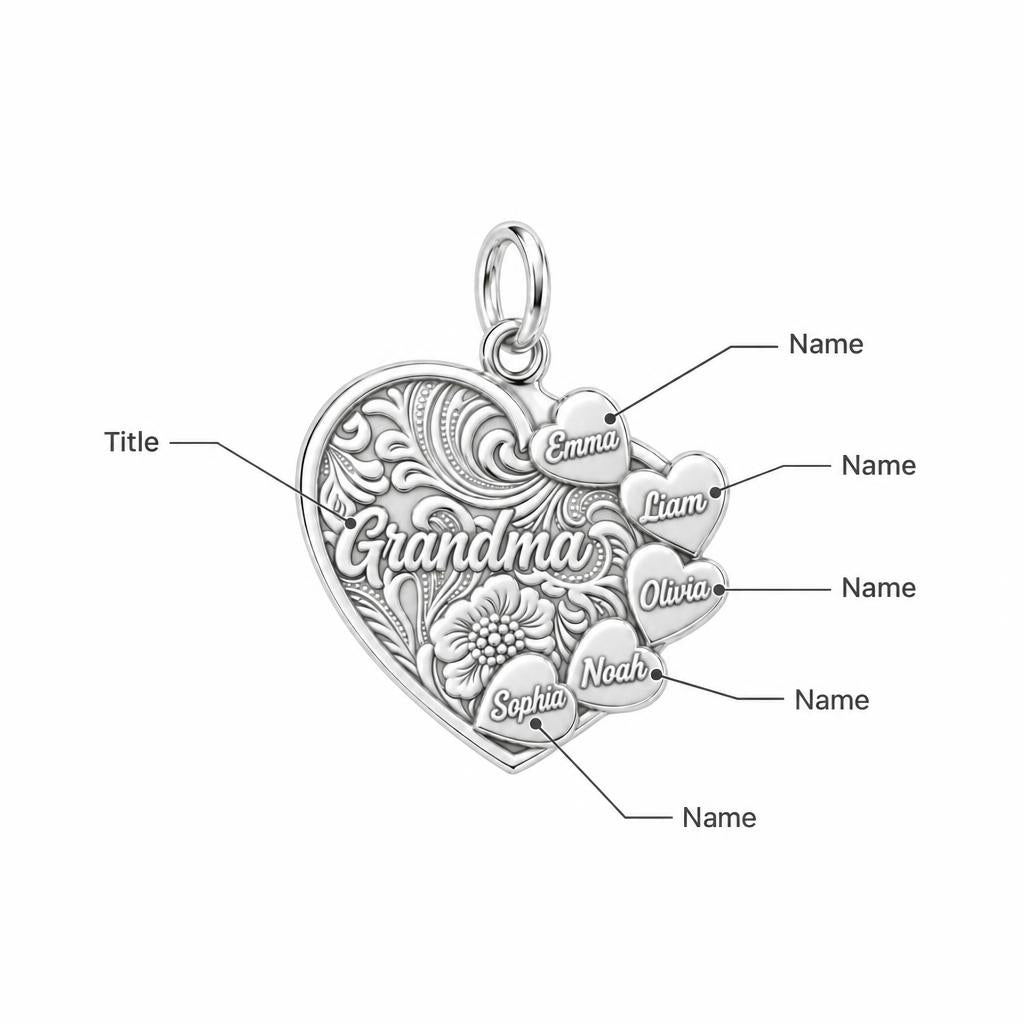Floral Heart Garden Charm Bracelet – Personalized Grandma Gift – personalization guide