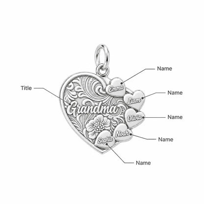 Floral Heart Garden Charm Bracelet – Personalized Grandma Gift – personalization guide