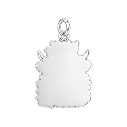 Floral Highland Cow Charm Bracelet – Personalized Mom Gift – back of the charm, engraving area