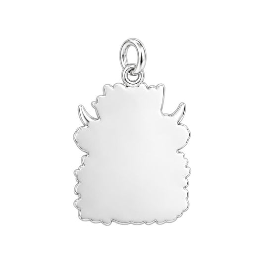 Floral Highland Cow Charm Bracelet – Personalized Mom Gift – back of the charm, engraving area