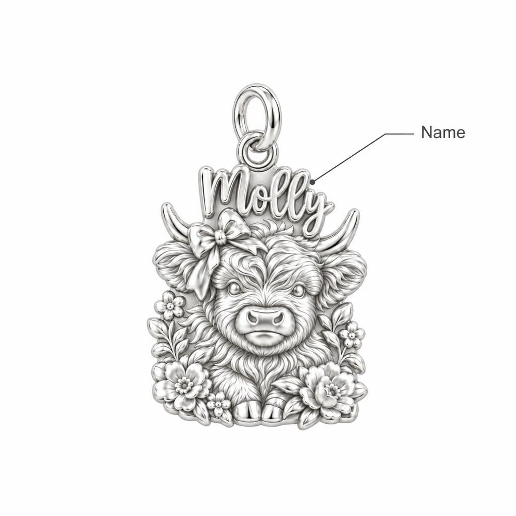 Floral Highland Cow Charm Bracelet – Personalized Mom Gift – personalization guide