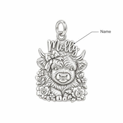 Floral Highland Cow Charm Bracelet – Personalized Mom Gift – personalization guide