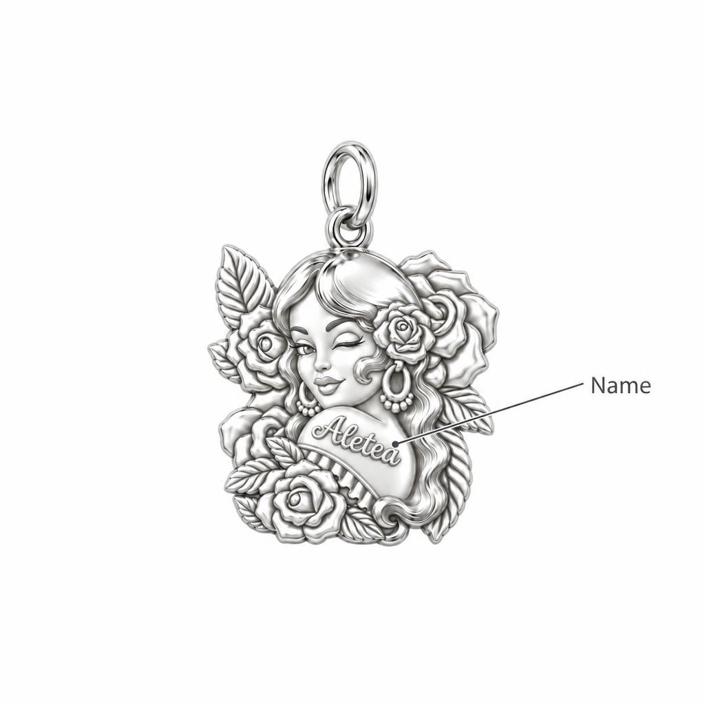 Floral Rose Tattoo Girl Charm Bracelet – Personalized Mom Gift – personalization guide