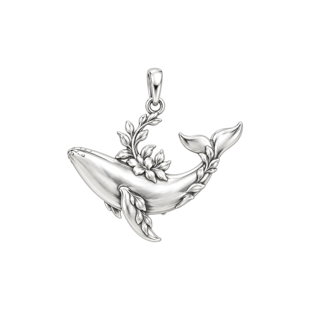 Floral Song Humpback Whale Charm Bracelet – Personalized Mom Gift – back of the charm, engraving area