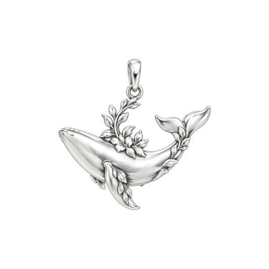 Floral Song Humpback Whale Charm Bracelet – Personalized Mom Gift – back of the charm, engraving area